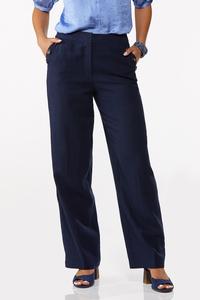 Petite Navy Linen Pants